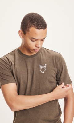 ALDER owl chest tee - green melange